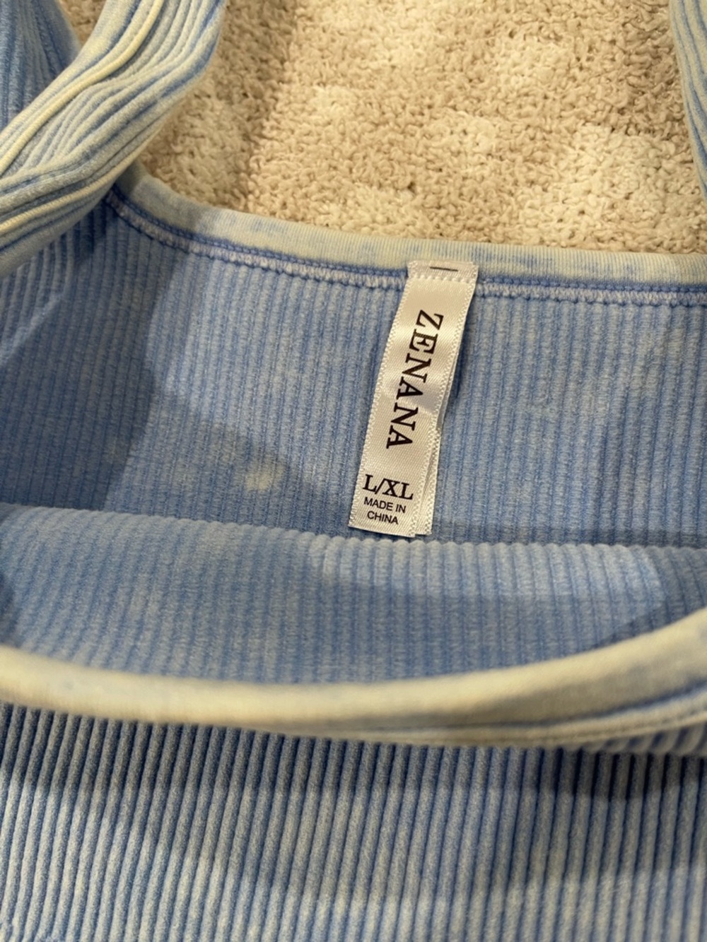 Zenana Outfitters 3 Ribbed Bralettes - Red, Light Blue, Charcoal - Picture 6 of 8